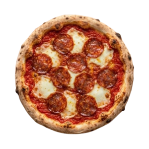Pizza Diavola avec Tomate, mozzarella, salami piquant.